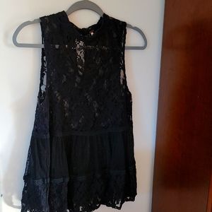 Free People black lace peplum top